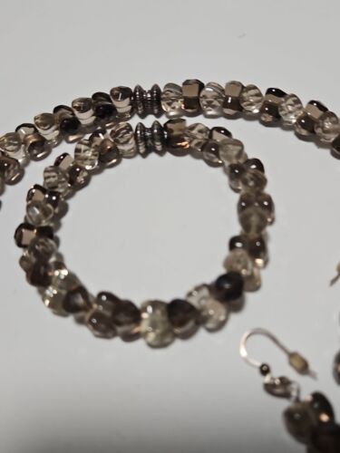 Jay King DTR DRT Sterling Silver Smoky Quartz Bead Necklace Bracelet Earrings - Picture 3 of 14