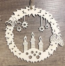 Weihnachten Fensterbild Türkranz aus Holz ve...