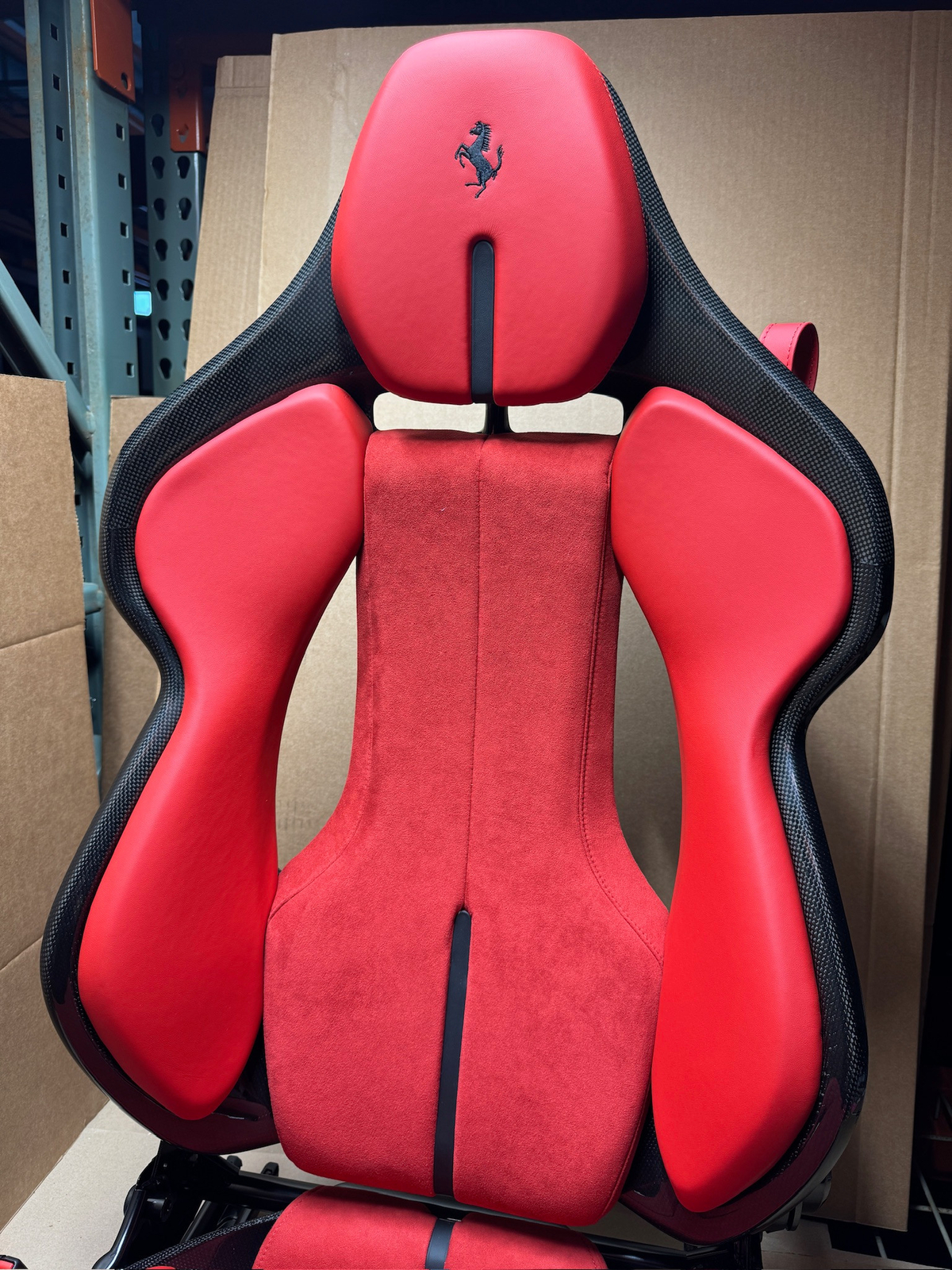 Ferrari SF90 Stradale Driver Seat Carbon Fiber w/ Red Leather / Alcantera