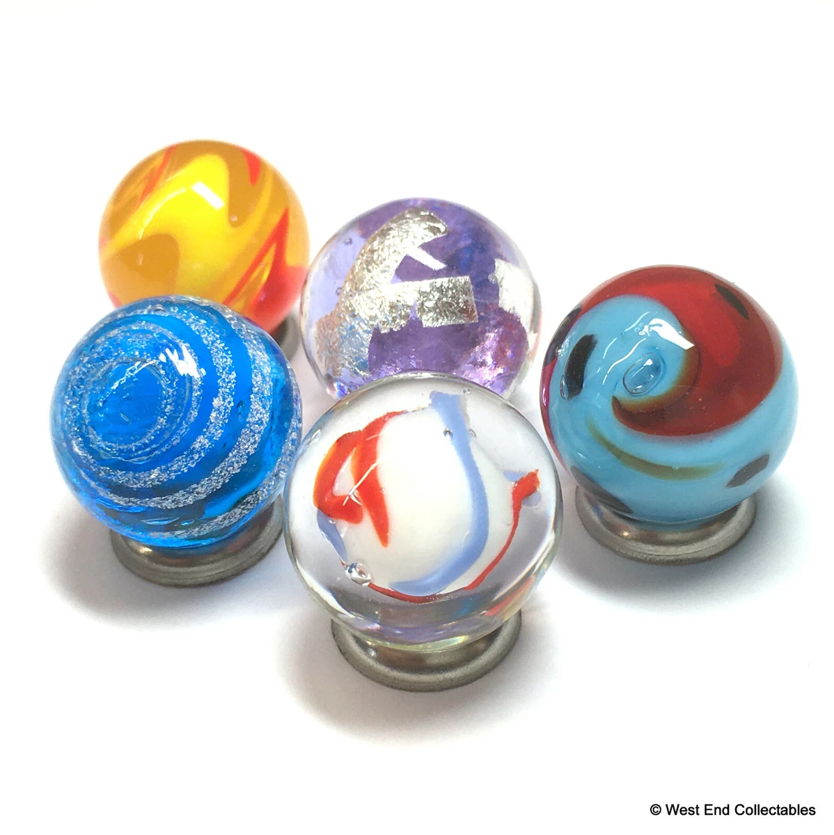 5 x 16mm Colourful Handmade Glass Art Toy Marbles - Marble Collectors  Selection