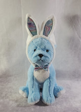 FAO Schwarz Blue Bulldog Puppy Plush Stuffed Animal 16 Bunny Ears Easter 2022