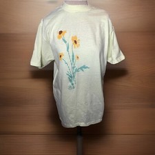 1980 s Beefy T Size L Women Mens 42 Brown Eyed Susan Wild Rose T-shirt Art
