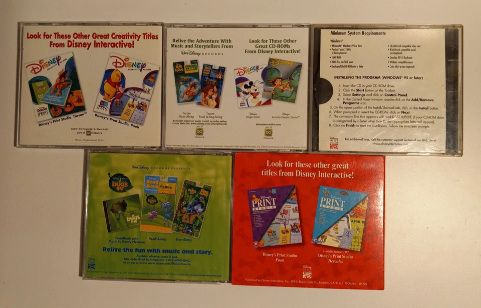 Vintage Disney Print Studio PC Discs (5): Tarzan-Pooh-Bug's Life-101 Dalmations - Image 2 of 4