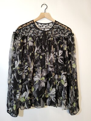 Jason Wu Silk Crinkle Chiffon Top. Size 8
