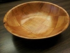 Set of 4 WEAVED WOODEN BOWLS 6" SALAD BOWL DISHWASHER/TOXIC SAFE