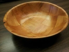 (Set of 4) WEAVED WOODEN BOWLS 6" SALAD BOWL DISHWASHER/TOXIC SAFE
