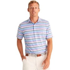 NWT JOHNNIE-O 108 TRIPP STRIPED JERSEY PERFORMANCE POLO IN LAKE SZ M