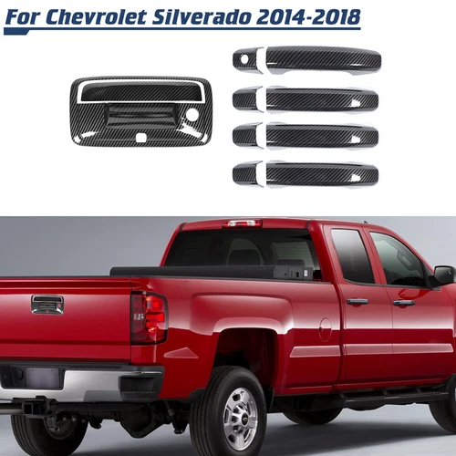 ✅Door Handle/Tailgate Cover Trim For Chevy Silverado/Sierra 2014-18 Carbon Fiber
