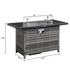 Wicker Propane Fire Pit 43" Gas Fire Pit Table 50,000BTU Patio Heater & Cover