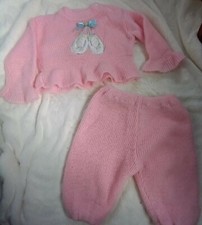 Sweet Vintage Infant's Sweater Set. 3-6 Months. Doc Spun