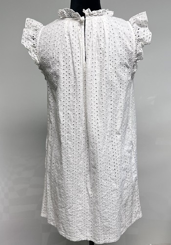 Ann Mashburn Eyelet Lace Mini Dress Small Off White Oversized Preppy Lined Shift - Picture 6 of 13
