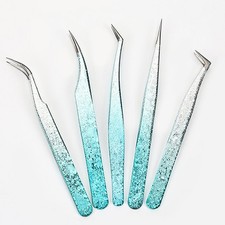 2PCS Eyelash Tweezers Eye Lash Clip Remover Tool False Extension Curved Pointed