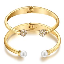 2Pcs Silver Cuff Bracelet for Women Adjustable Bangle Bracelets Set with Imit...