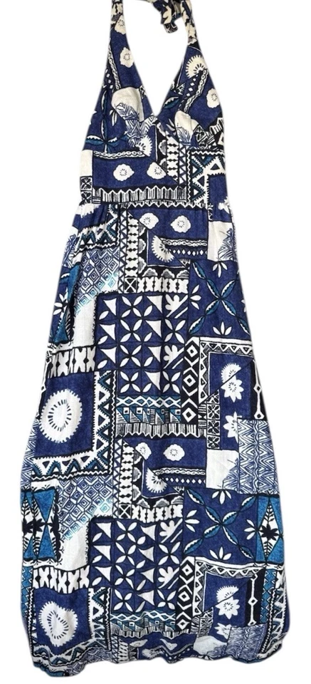 Maxi Vestido Hawaiano Vintage Waltah Clarks Talla 10 Azul Floral Luau Beach Resort Foto 2 de 4