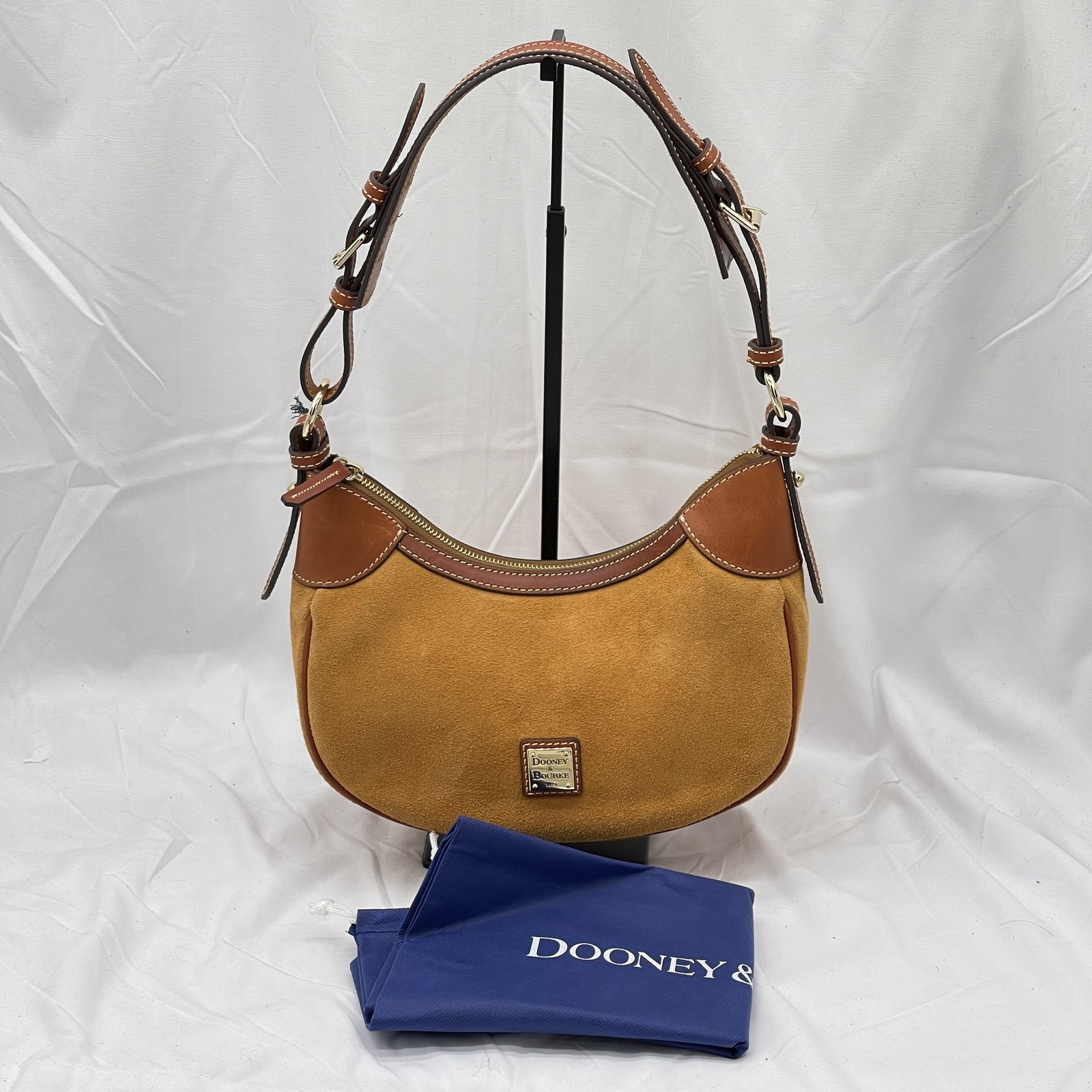 Dooney & Bourke Womens Small Hobo Shoulder Bag Suede Honey Pre-Owned