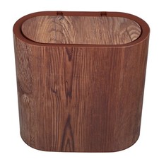 14L Slim Wood Grain Wastebasket with Lid Narrow Trash Can for Bedroom Office