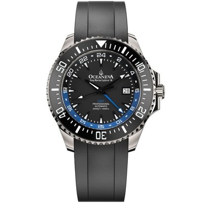 Oceaneva Deep Marine Explorer VI 6000m Titanium GMT Black Blue Automatic Watch