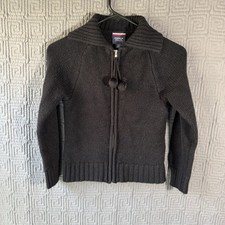 French Toast Full Zip Sweater Girls Large Uniform Black