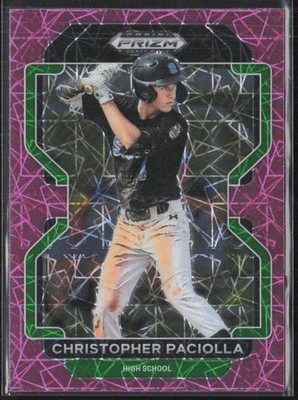 2022 Panini Prizm Draft Picks #PDP86 Christopher Paciolla Neon Pink Velocity (U)