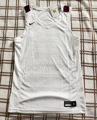 Nike Dri-FIT Men's Basketball Jersey Tank Top White/Burgundy S V-Neck Logo