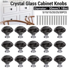 Crystal Glass Cabinet Knobs 30mm Diamond Shape Drawer Cupboard Handle Pulls New