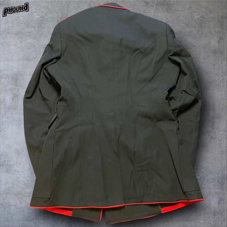 USMC Dress Blue Uniform Jacket Mens 41L Black Red Trim Gabardine Crown USA - Image 2 of 4