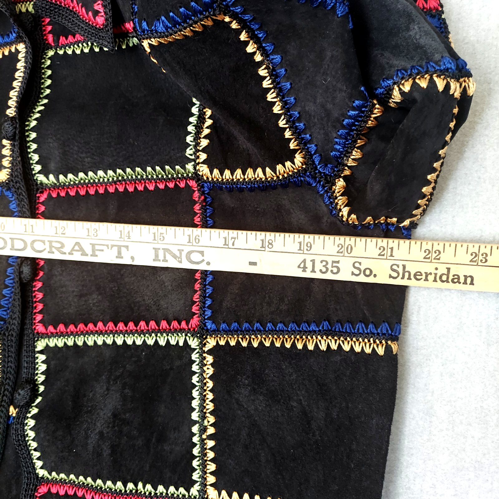 SMH Boutique Patchwork Boho Jacket Womens Suede E… - image 12