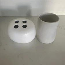 New Cream Stone Toothbrush Holder and Rinse Cup