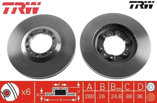 2X Bremsscheibe TRW DF4029 2 Bremsscheiben Vorderachse Vorne-image