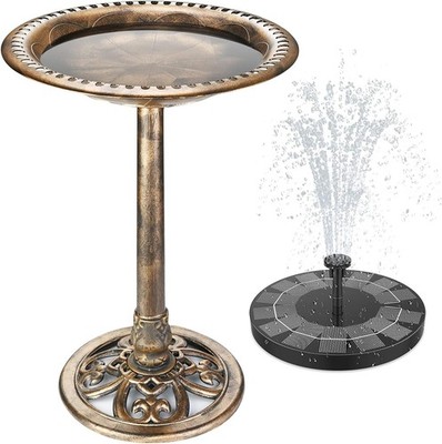 Solarbrunnen Vogeltränke 2 5W Gartendeko Kunststoff Bronzen