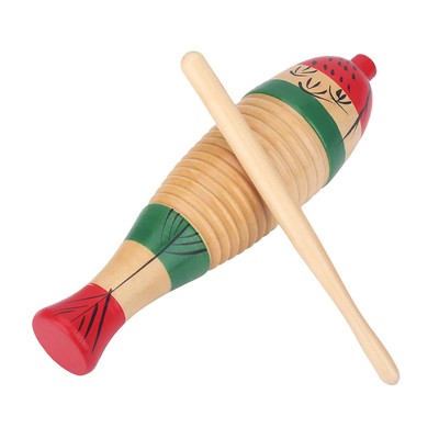 Holz bunte Fisch geformt Guiro Musik Percussion Instrument Kinder Kind TPG