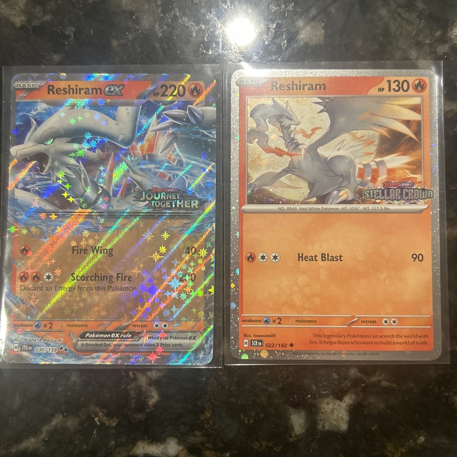 Reshiram 22/142 and Reshiram ex 30/159 Stamped Promos SCR/JTG Pokemon Cards NM