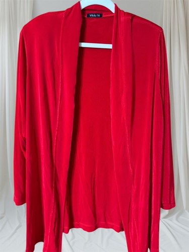 Vikki Vi Jersey Red 3/4 Sleeve Kimono Jacket Women’s Size 1X NWT - Picture 2 of 20