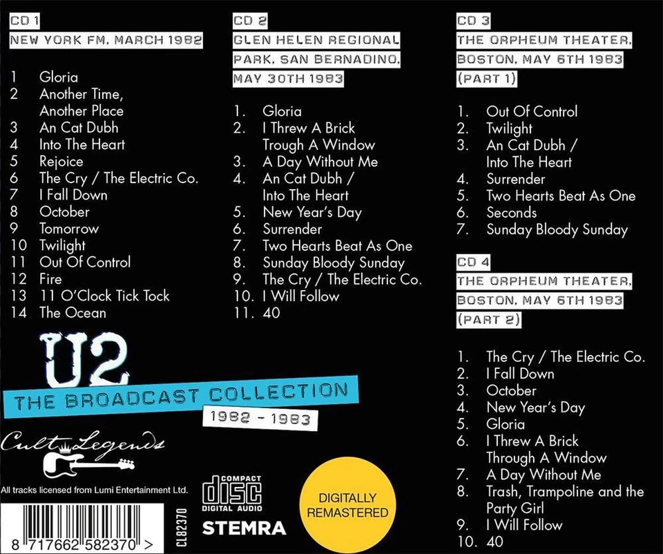 U2 The Broadcast Collection 1982-1983 4-CD Live Concerts & Rare Recordings Set - Image 3 of 4