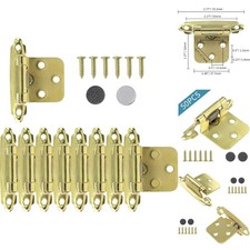 50 Pack Cabinet Hinges 1/2 Inch Overlay Brass Gold Self Closing Face Mount Steel