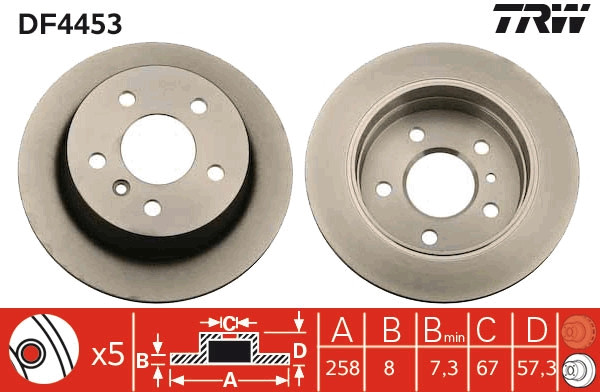 Disque de frein avant TRW DF4453 Mercedes Classe B Sports Tourer