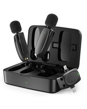 3 in 1 Wireless Lavalier Microphone for iPhone/Android/ Lightning/USB C/3.5mm...