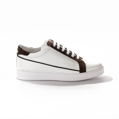 ANDREA NOBILE SNEAKER AUS WEISSEM LEDER UND WILDLEDERPROFILEN MORO HEAD