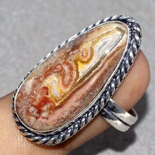 925 Silver Plated Mexican Laguna Lace Ethnic Ring Handmade Size US 8.5 MJ