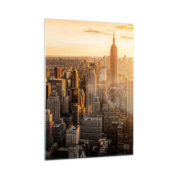 Wandbilder 50X70Cm Glasbild New York Wolkenkratzer Manhattan Bilder Wanddeko-image