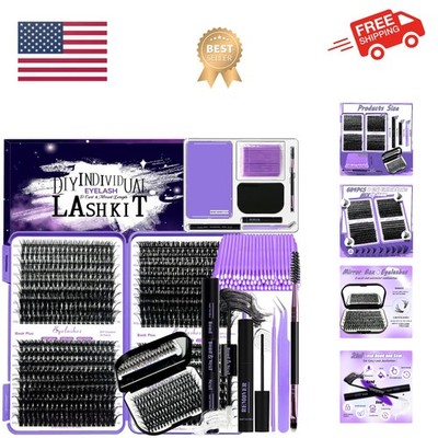 Luxury DIY Lash Extension Set - 804Pcs Individual D Curl, Compact & Travel Ready