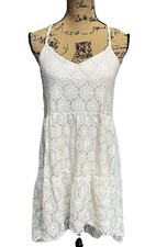 Gianni Bini GB Eyelet Ivory Sundress Fairycore Boho Festival Cross Back L