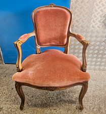 Louis XV Accent Chair Upholstered Wood Frame With Arms Orange 100cm H 65cm