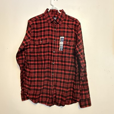 Men s George Red And Black Checkered Long Sleeve Button Down Size M 38-40