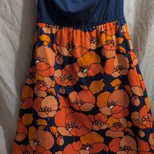 Judith March Strapless Retro Floral Dress Size Medium Made in USA Pockets