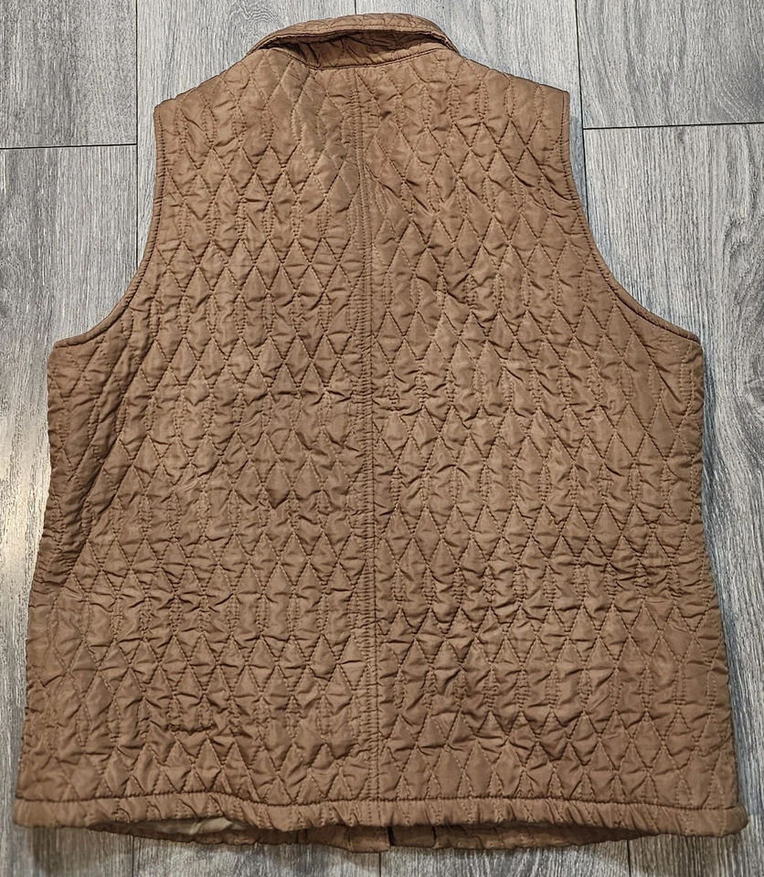 Винтажный 90-х Y2k Avenue HQ выстеганный жилет на пуговицах с воротником коричневый женский размер 2 - Изображение 2 из 4