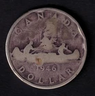 Canada 1946 $1 One Silver Dollar Coin King George VI .800 Silver Pocket Piece