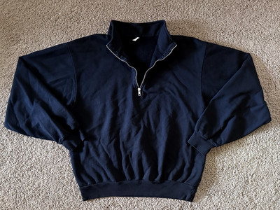 Los Angeles Apparel Midweight Quarter Zip Sweatshirt Black Boxy Made in USA New