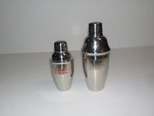 2 Vtg Stainless Cocktail Shaker Mixer Drink Martini MAKERS MARK KETEL ONE VODKA
