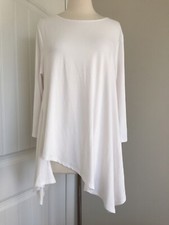 LISA BAYNE ASYMMETRICAL FRONT HEM WHITE TOP SIZE L MADE IN USA